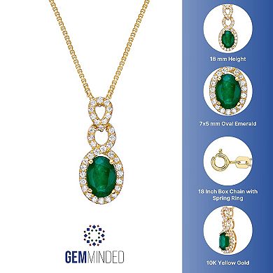 Gemminded 10k Gold Tone Emerald & 1/5 Carat T.W. Diamond Pendant Necklace