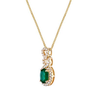 Gemminded 10k Gold Tone Emerald & 1/5 Carat T.W. Diamond Pendant Necklace