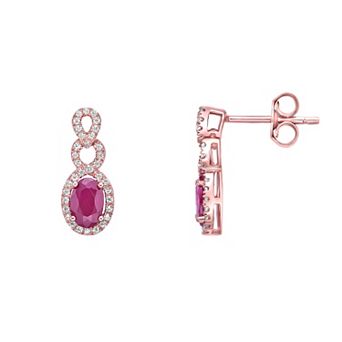 Gemminded 10k Rose Gold Tone Ruby & 1/4 Carat T.W. Diamond Earrings