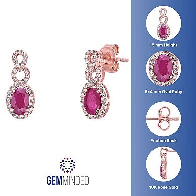 Gemminded 10k Rose Gold Tone Ruby & 1/4 Carat T.W. Diamond Earrings