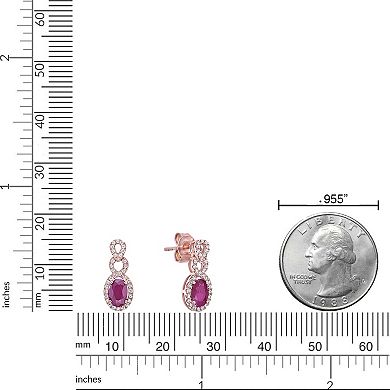 Gemminded 10k Rose Gold Tone Ruby & 1/4 Carat T.W. Diamond Earrings