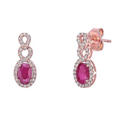 Gemminded 10k Rose Gold Tone Ruby & 1/4 Carat T.W. Diamond Earrings