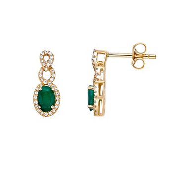Gemminded 10k Gold 1/4 Carat T.W. Diamond & Emerald Earrings