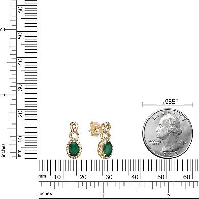 Gemminded 10k Gold 1/4 Carat T.W. Diamond & Emerald Earrings