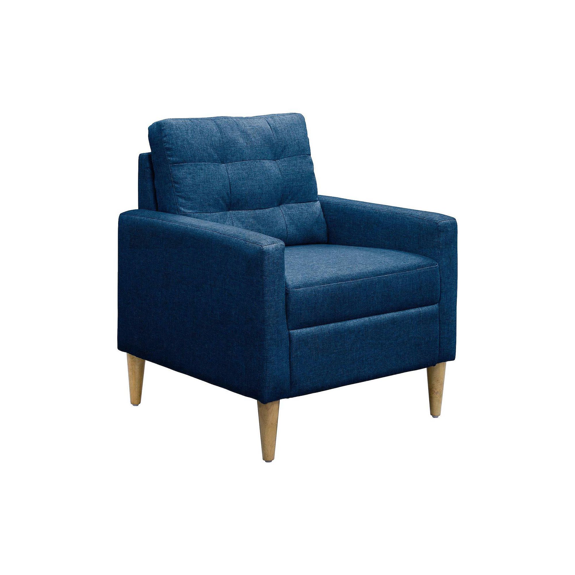 510 Design Dani Tufted Back Arm Accent Chair, Blue Blue