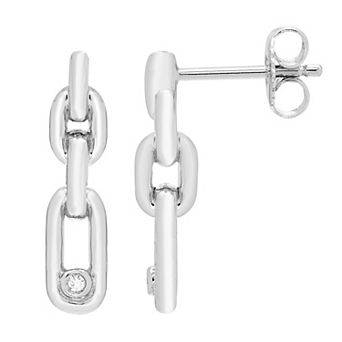 Boston Bay Diamonds Sterling Silver Diamond Accent Chain Link Drop Earrings