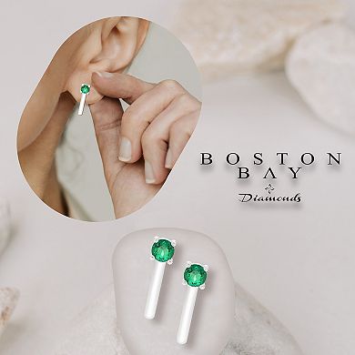 Boston Bay Diamonds Sterling Silver Lab-Grown Gemstone Half Hoop Earrings