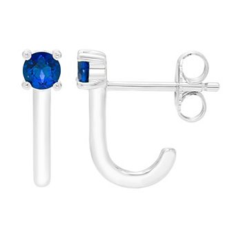 Boston Bay Diamonds Sterling Silver Lab-Grown Gemstone Half Hoop Earrings