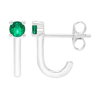 Boston Bay Diamonds Sterling Silver Lab-Grown Gemstone Half Hoop Earrings
