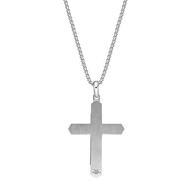 Men's LYNX Stainless Steel & Lapis Stone Cross Pendant Necklace