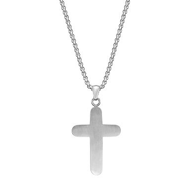 Men's LYNX Stainless Steel Textured Cross Pendant Necklace