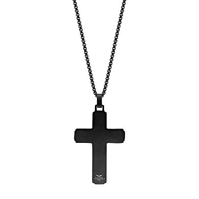 Men's LYNX Stainless Steel & Ebony Wood Cross Pendant Necklace