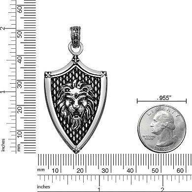 Men's LYNX Stainless Steel Lion Shield Pendant Necklace