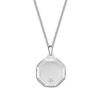 Men's LYNX Stainless Steel & Ebony Wooden Starburst Pendant Necklace