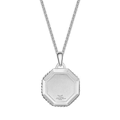Men's LYNX Stainless Steel & Ebony Wood Cross Pendant Necklace