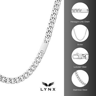 Men's LYNX Stainless Steel Hexagon Link Chain Necklace
