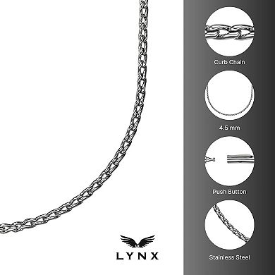 Men's LYNX Stainless Steel Fancy Curb Chain Necklace