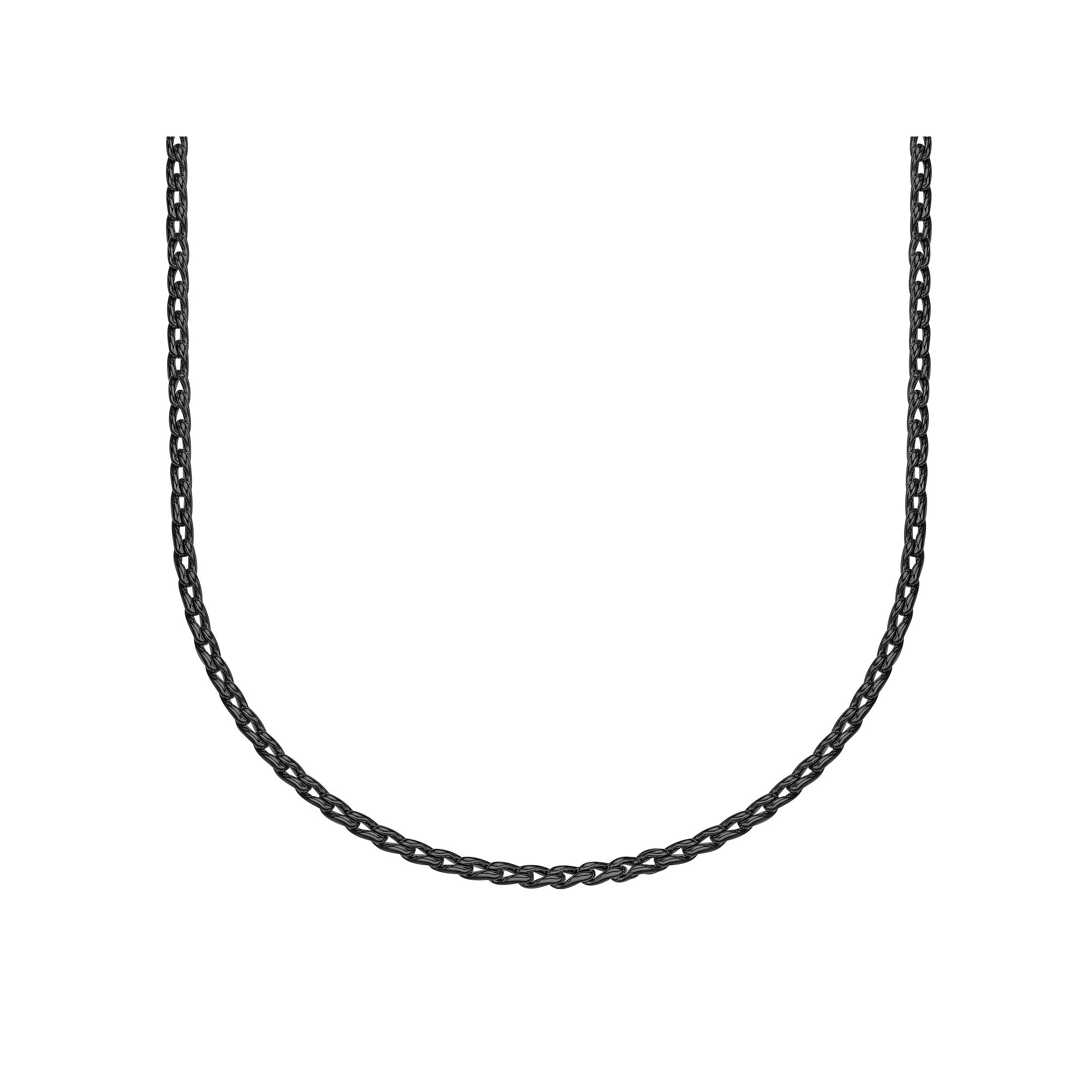 Mens LYNX Stainless Steel Fancy Curb Chain Necklace, Size: 20, Black To