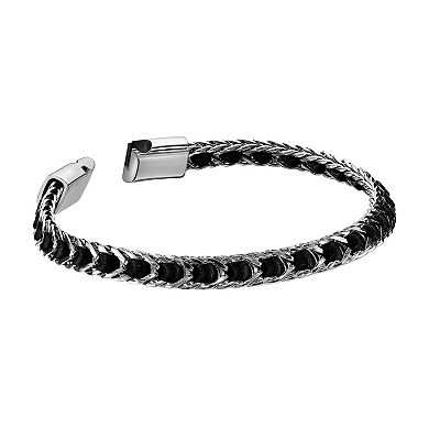 Men's LYNX Stainless Steel & Leather Bracelet
