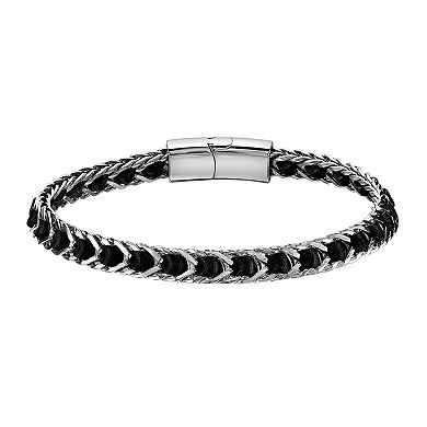 Men's LYNX Stainless Steel & Leather Bracelet
