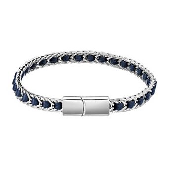Men's LYNX Stainless Steel & Leather Bracelet