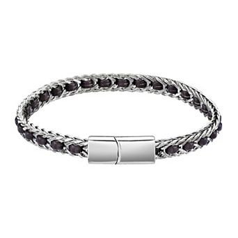Men's LYNX Stainless Steel & Leather Bracelet
