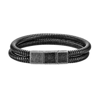 Men's LYNX Antique Black Ion-Plated Stainless Steel Tubogas Bracelet