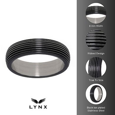 Men's LYNX Black Ion-Plated Stainless Steel Ring