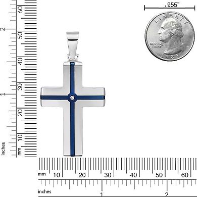 LYNX Stainless Steel Cubic Zirconia Men's Cross Pendant