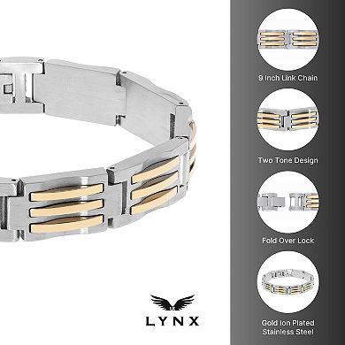 LYNX Men's Yellow Ion Plated Stainless Steel Link Bracelet