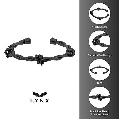 LYNX Stainless Steel Men's Cuff Bangle Bracelet