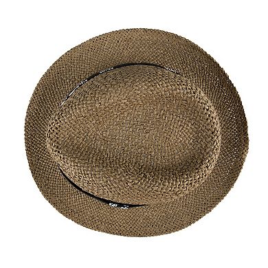 Mens Levi's® 2-In-1 Packable Natural Straw Fedora Hat with Interchangeable Bands