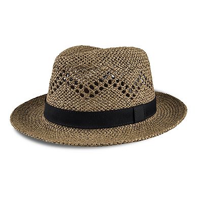 Mens Levi's® 2-In-1 Packable Natural Straw Fedora Hat with Interchangeable Bands