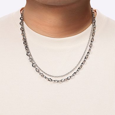 LYNX Stainless Steel Multistrand Layered Chain Necklace