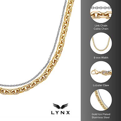 LYNX Stainless Steel Multistrand Layered Chain Necklace
