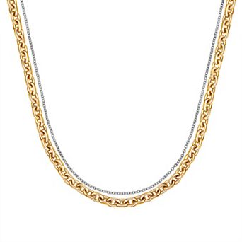 LYNX Stainless Steel Multistrand Layered Chain Necklace