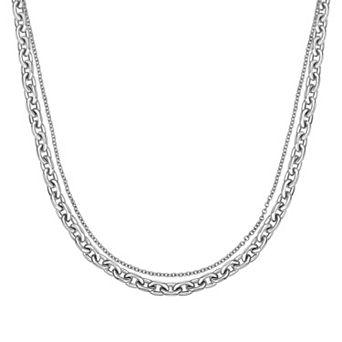 LYNX Stainless Steel Multistrand Layered Chain Necklace