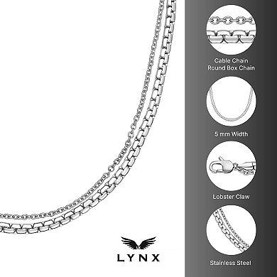LYNX Stainless Steel Multistrand Layered Chain Necklace