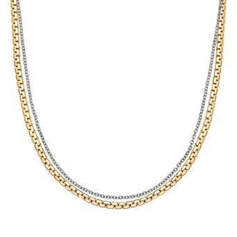 LYNX Stainless Steel Multistrand Layered Chain Necklace