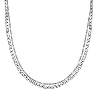 LYNX Stainless Steel Multistrand Layered Chain Necklace