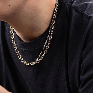 LYNX Stainless Steel Multistrand Layered Chain Necklace