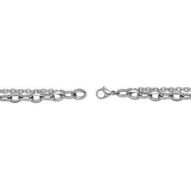 LYNX Stainless Steel Multistrand Layered Chain Necklace