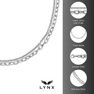 LYNX Stainless Steel Multistrand Layered Chain Necklace