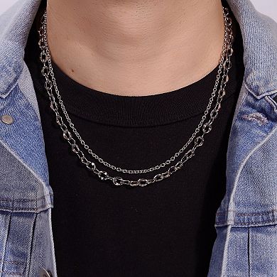 LYNX Stainless Steel Multistrand Layered Chain Necklace