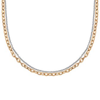 LYNX Stainless Steel Multistrand Layered Chain Necklace