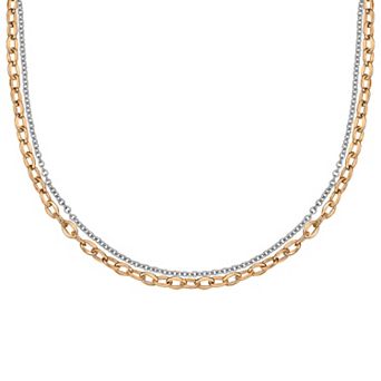 LYNX Stainless Steel Multistrand Layered Chain Necklace