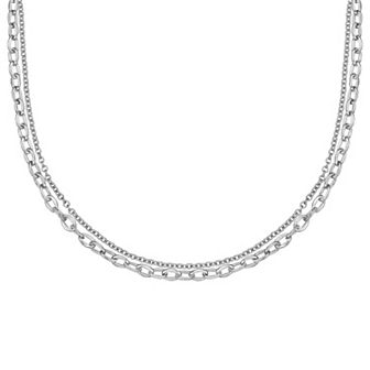 LYNX Stainless Steel Multistrand Layered Chain Necklace