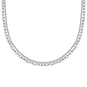 LYNX Stainless Steel Multistrand Layered Chain Necklace