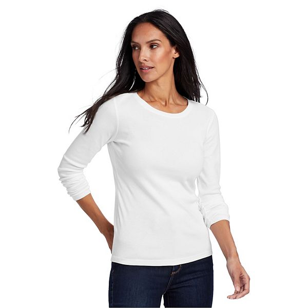 Women's Eddie Bauer Long Sleeve Favorite Crew Tee - White (X LARGE)