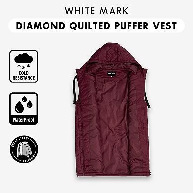 Women's White Mark Long Hooded Puffer Vest